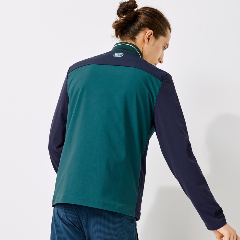 Men's Lacoste Green / Navy Blue / White Sweatshirts SPORT Two-Tone Zippered Golf VB3-08210A3