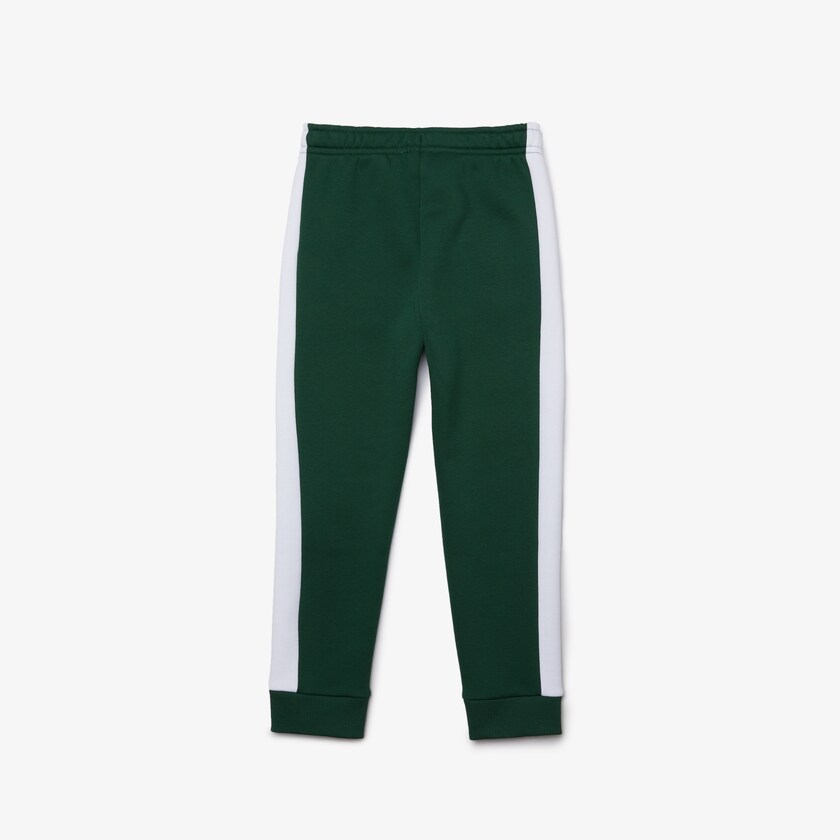 Kids' Lacoste Green / White Pants Color-Blcoked Fleece Track VL7-68496P4