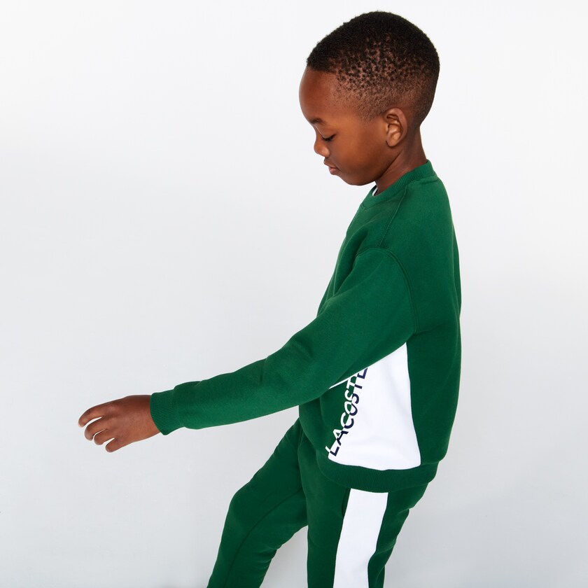 Kids' Lacoste Green / White Sweatshirts Crewneck Fleece EY3-16281Q2