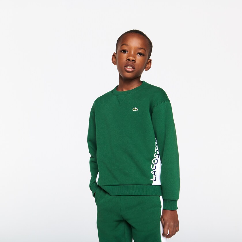 Kids' Lacoste Green / White Sweatshirts Crewneck Fleece EY3-16281Q2