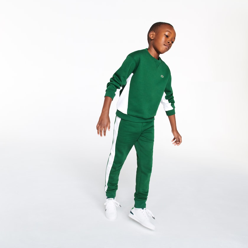 Kids' Lacoste Green / White Sweatshirts Crewneck Fleece EY3-16281Q2