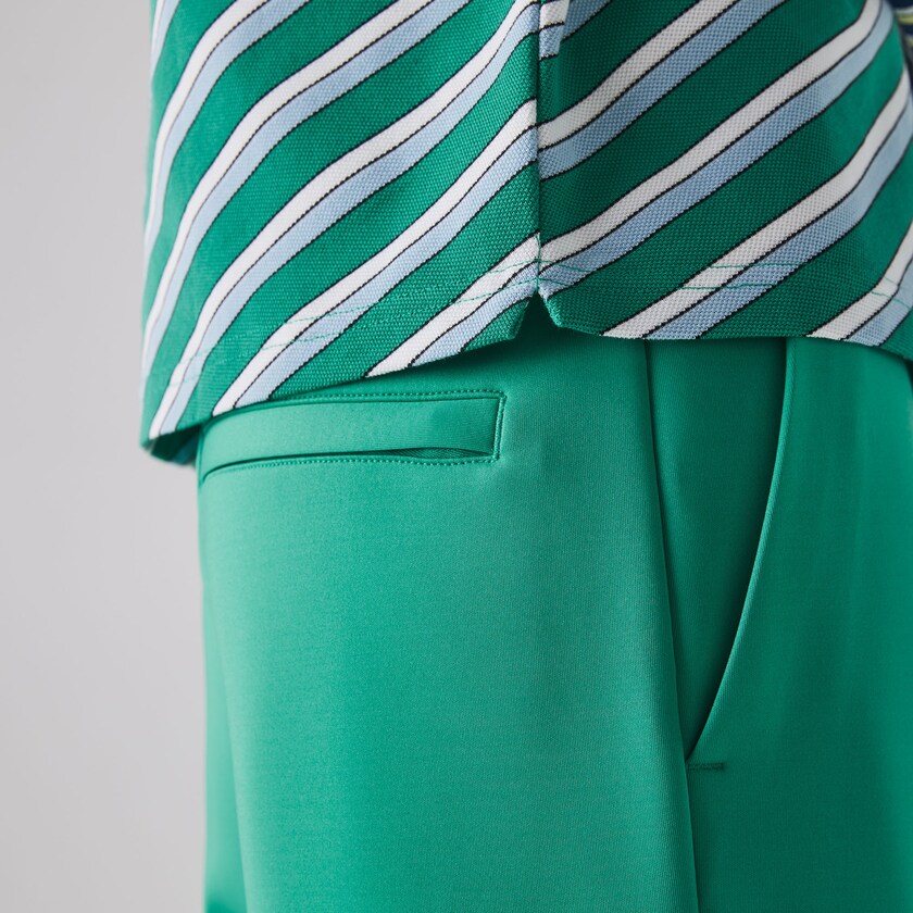 Women's Lacoste Green / White Polo Shirts LIVE Loose Fit Badge Striped Cotton Piqué UY2-46964H6