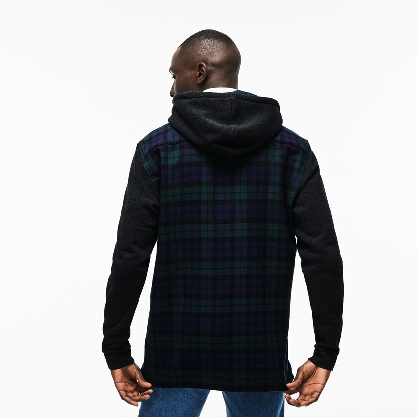 Men's Lacoste Green / White Shirts Regular Fit Hooded Check Cotton Flannel ST8-26152J0