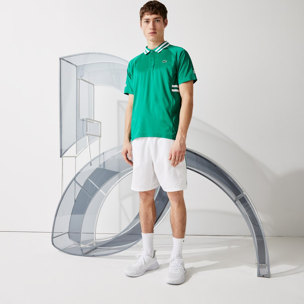 Men's Lacoste Green / White Polo Shirts SPORT x Novak Djokovic Breathable Ultra-Dry UY5-79387Z6