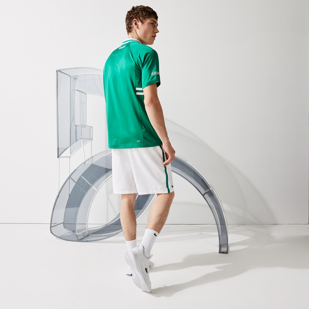 Men's Lacoste Green / White Polo Shirts SPORT x Novak Djokovic Breathable Ultra-Dry UY5-79387Z6