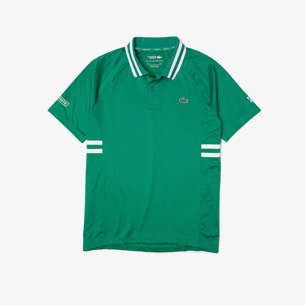 Men's Lacoste Green / White Polo Shirts SPORT x Novak Djokovic Breathable Ultra-Dry UY5-79387Z6