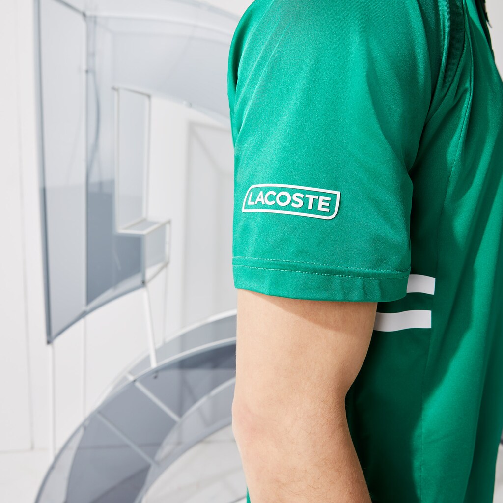 Men's Lacoste Green / White Polo Shirts SPORT x Novak Djokovic Breathable Ultra-Dry UY5-79387Z6