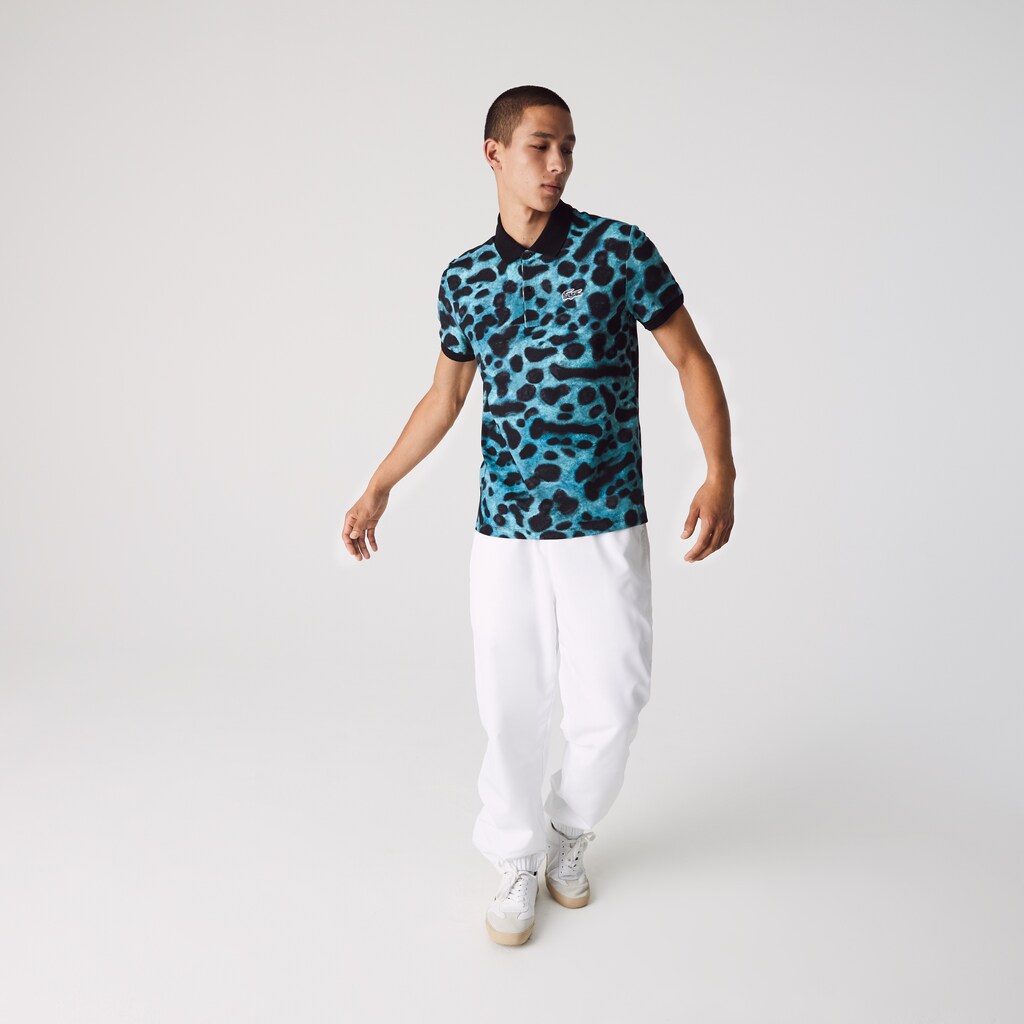 Men's Lacoste Green / White Polo Shirts x National Geographic Regular Fit Print Cotton QA3-77177L2