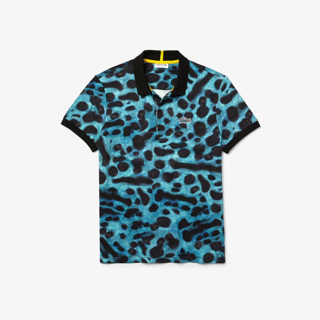 Men's Lacoste Green / White Polo Shirts x National Geographic Regular Fit Print Cotton QA3-77177L2