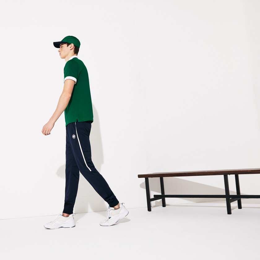Men's Lacoste Green / White / Navy Blue Shirts SPORT Roland Garros Plant-Print Cotton Polo PT0-09620I5