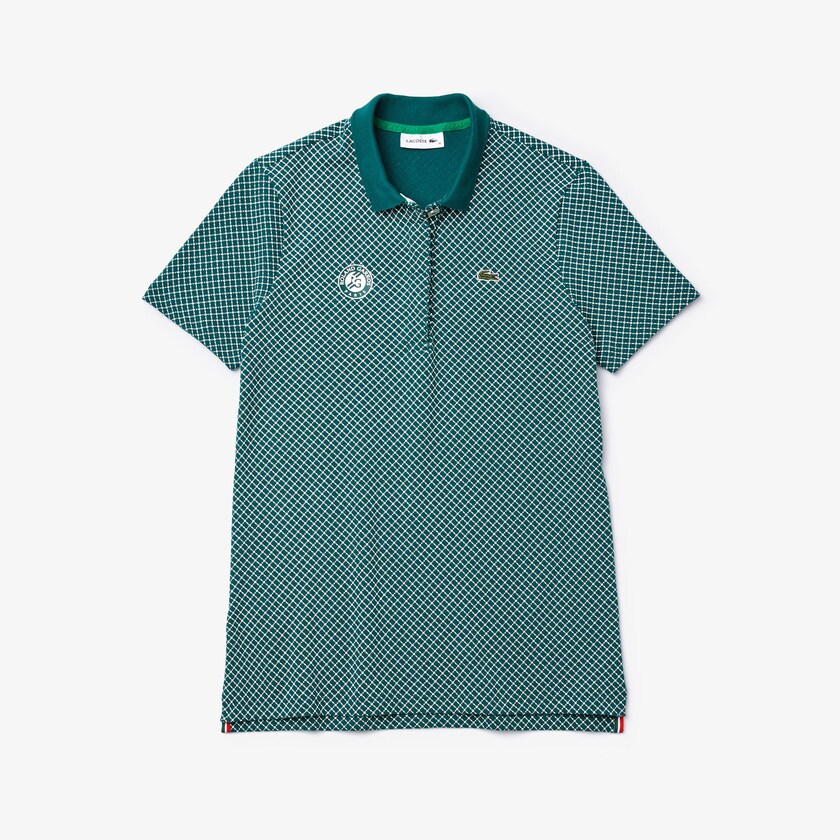 Women's Lacoste Green / White / Red Polo Shirts SPORT Roland Garros Printed Cotton XB3-81028E3