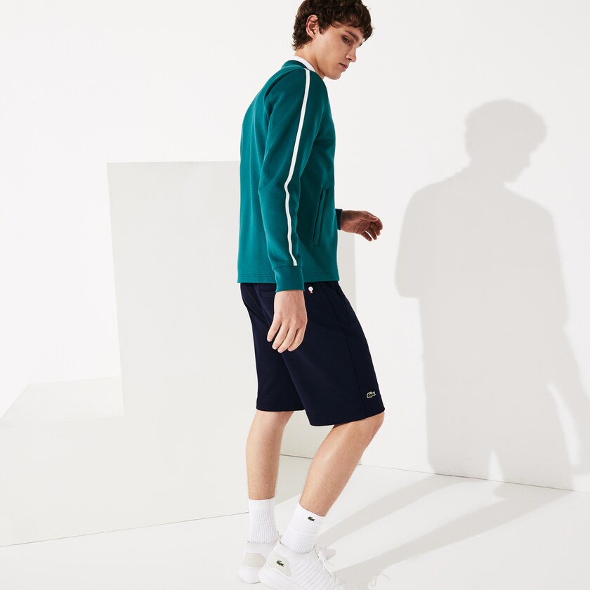 Men's Lacoste Green / White / Red Sweatshirts SPORT Roland Garros V-Neck Zip QG6-76417U3