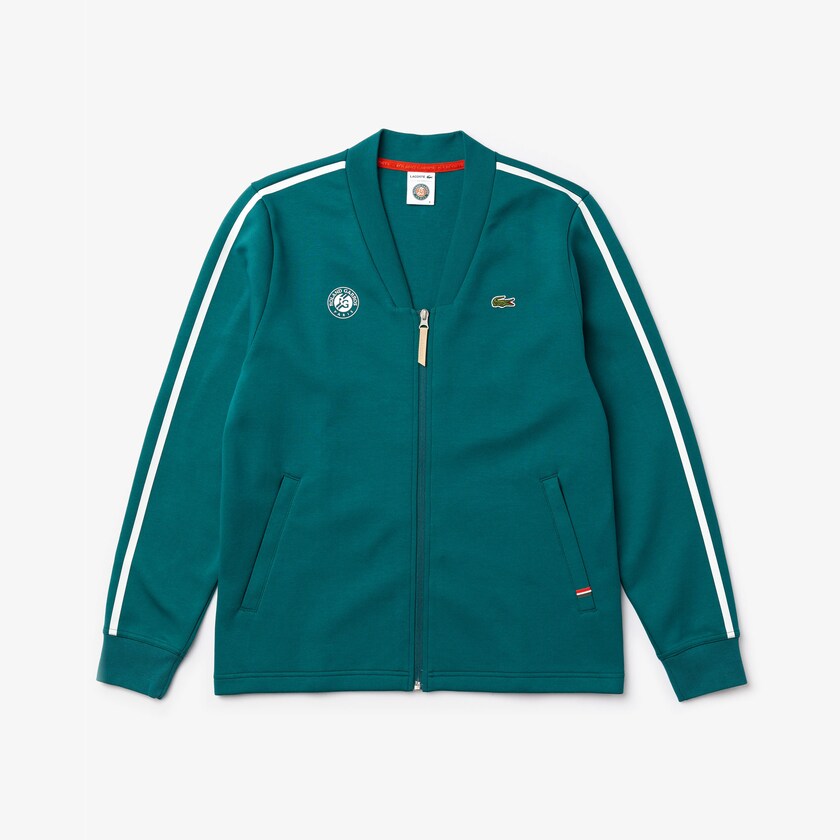 Men's Lacoste Green / White / Red Sweatshirts SPORT Roland Garros V-Neck Zip QG6-76417U3