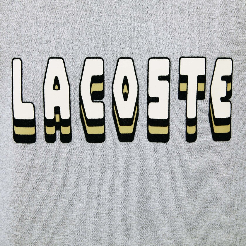 Men's Lacoste Grey Sweaters 3D-Lettering Crewneck Cotton Blend BK3-48394J5