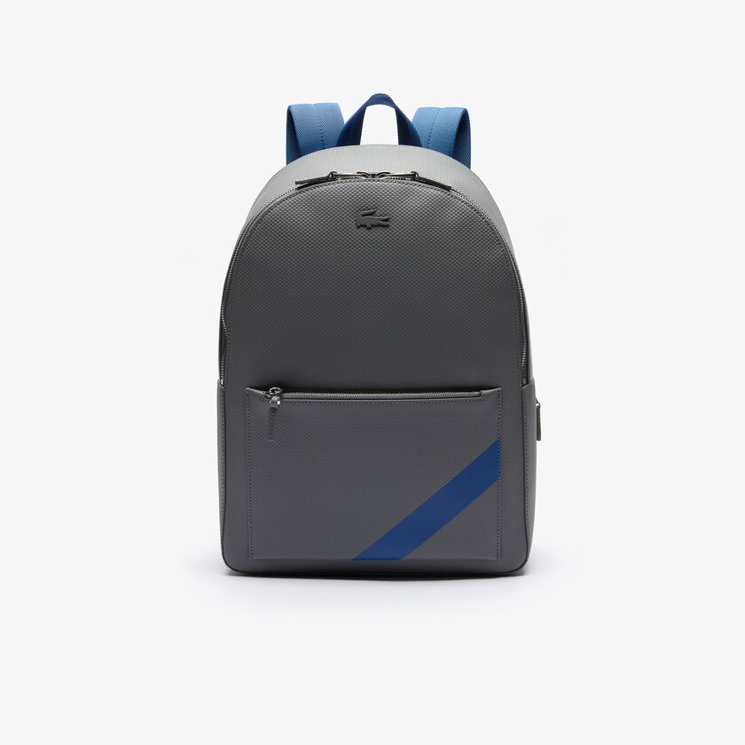 Men's Lacoste Grey Backpacks Chantaco Colorblock Matte Stitched Leather PV6-16631G5