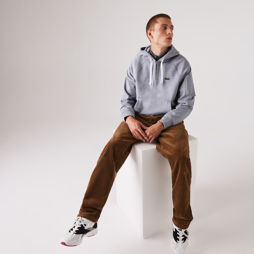 Men's Lacoste Grey Sweatshirts Contrast Pocket Fleece PY6-56275O8