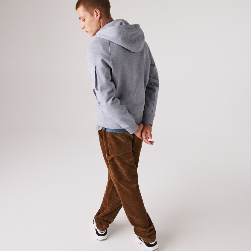 Men's Lacoste Grey Sweatshirts Contrast Pocket Fleece PY6-56275O8