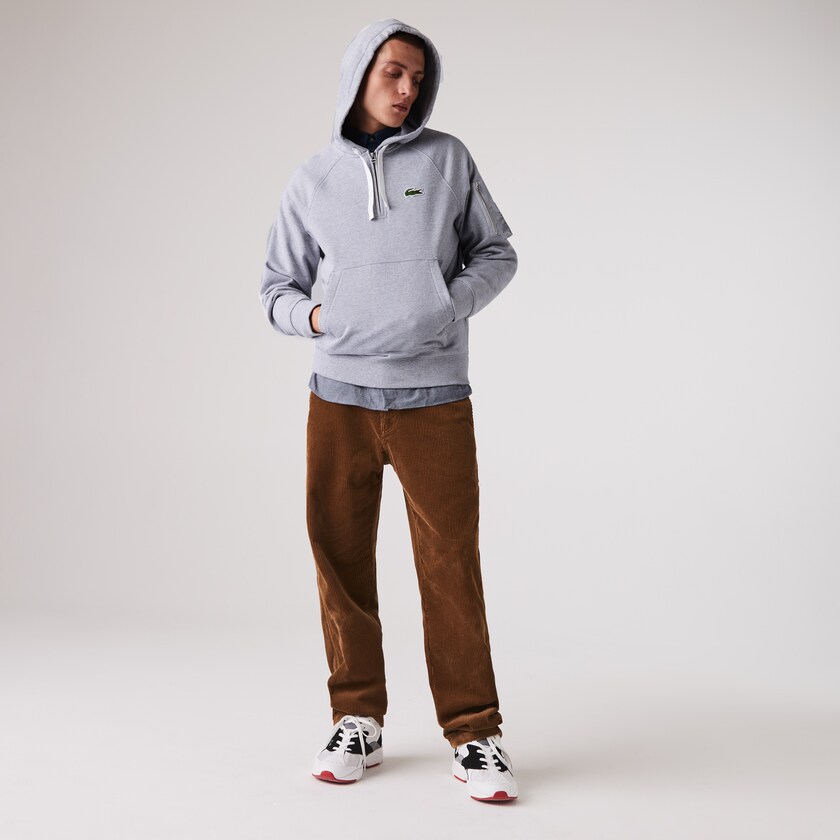 Men's Lacoste Grey Sweatshirts Contrast Pocket Fleece PY6-56275O8