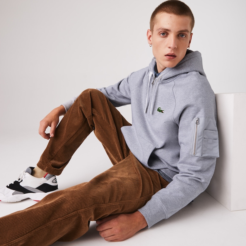 Men's Lacoste Grey Sweatshirts Contrast Pocket Fleece PY6-56275O8