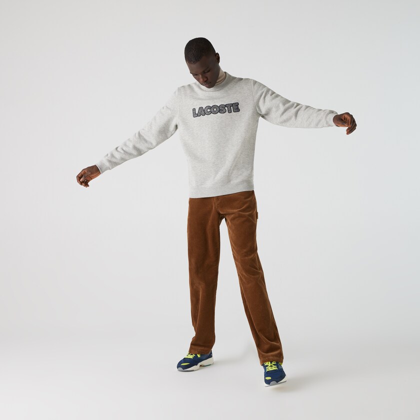 Men's Lacoste Grey Sweatshirts Crew Neck Flecked Fleece LQ7-32463U6