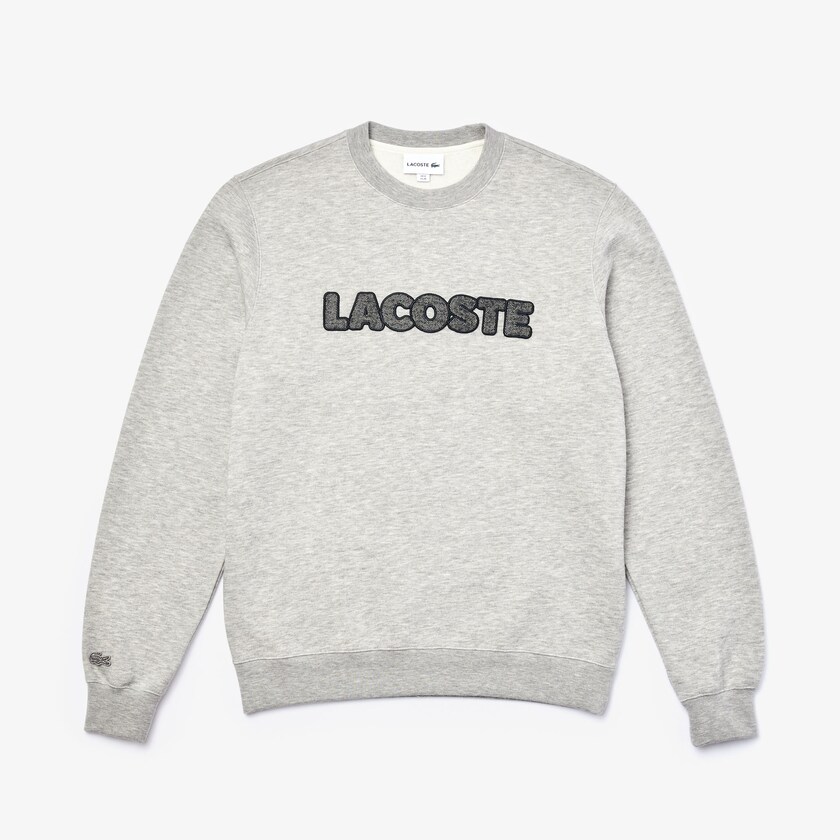 Men's Lacoste Grey Sweatshirts Crew Neck Flecked Fleece LQ7-32463U6