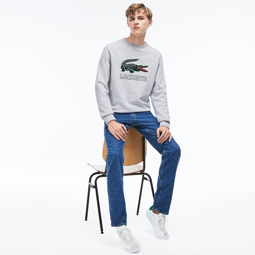Men's Lacoste Grey Sweatshirts Graphic Croc YJ6-92529S8