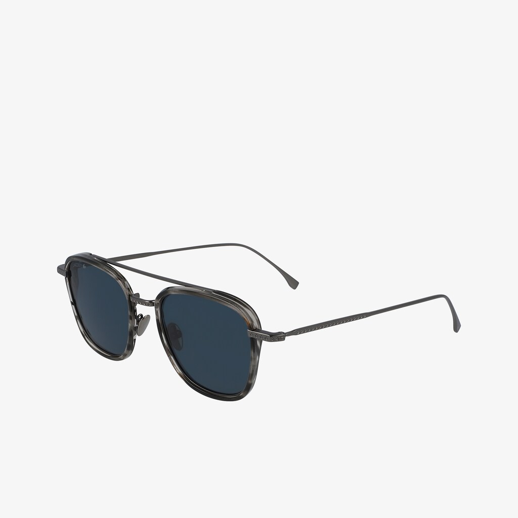 Men's Lacoste Grey Sunglasses Modified Rectangle Metal Novak Djokovic Capsule AS9-62836N6