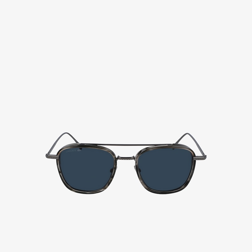 Men's Lacoste Grey Sunglasses Modified Rectangle Metal Novak Djokovic Capsule AS9-62836N6