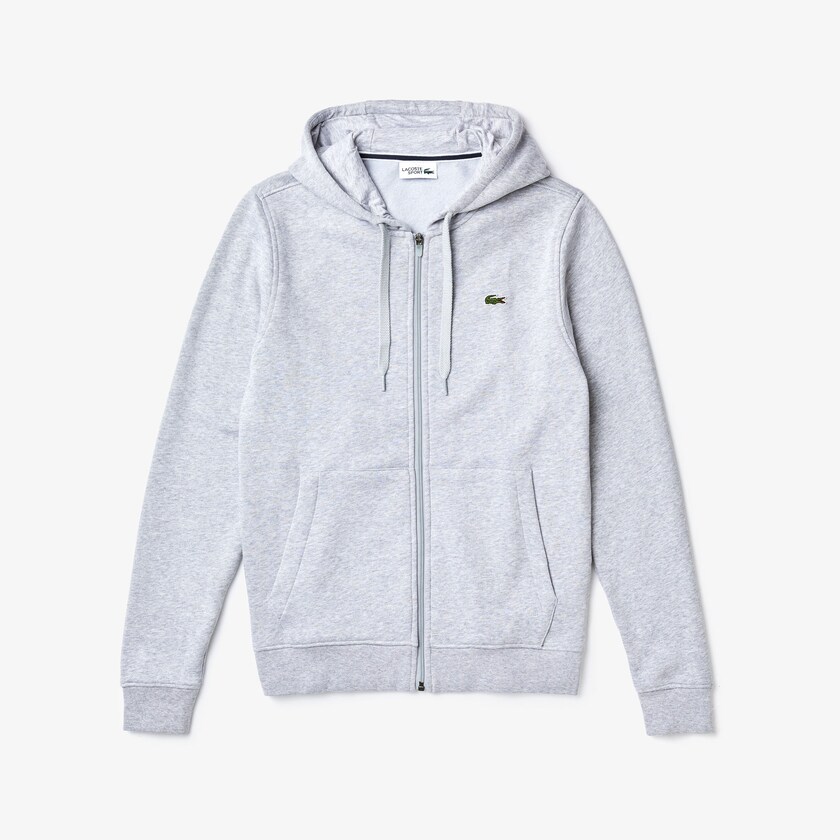 Men's Lacoste Grey Sweatshirts Presidents Cup Hooded Back-Printed Fleece Zip Golf XR1-71907P1