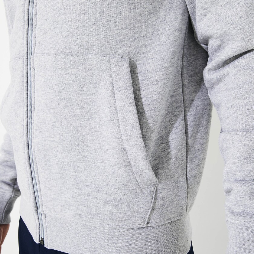 Men's Lacoste Grey Sweatshirts Presidents Cup Hooded Back-Printed Fleece Zip Golf XR1-71907P1