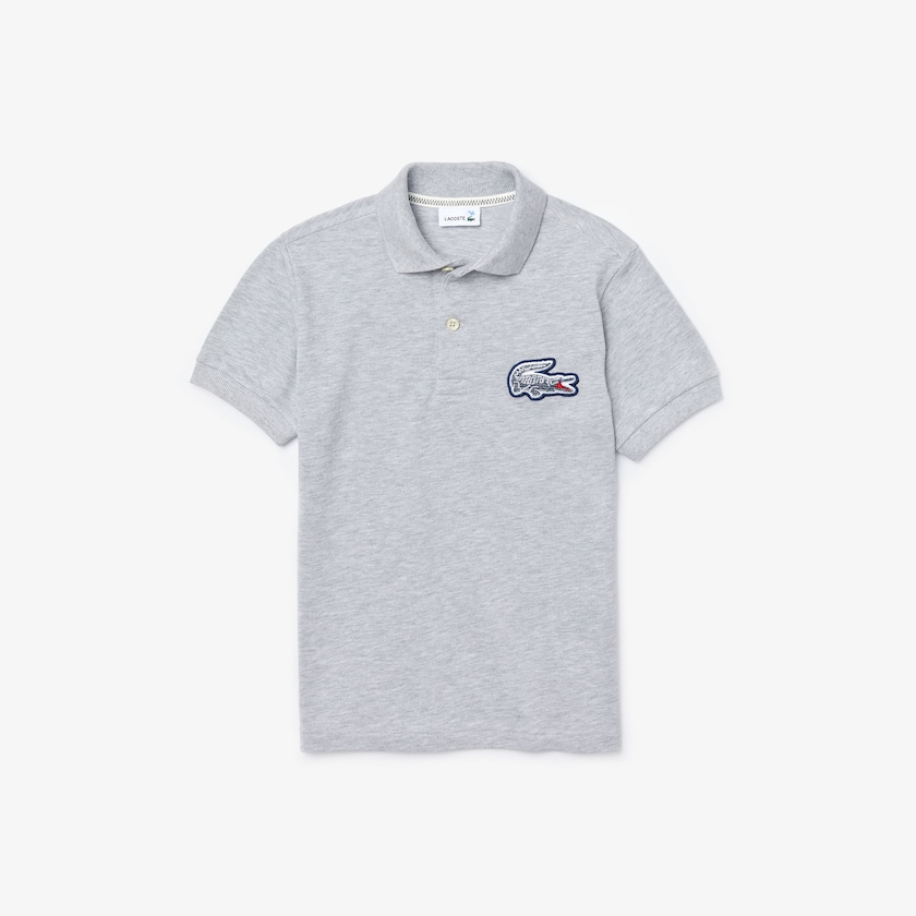 Kids' Lacoste Grey Polo Shirts Regular fit Crocodile Flecked Cotton Piqué UL4-70307U0