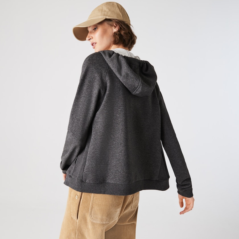 Women's Lacoste Grey Sweatshirts SPORT Hooded Fleece Zip Tennis LA4-99849B2