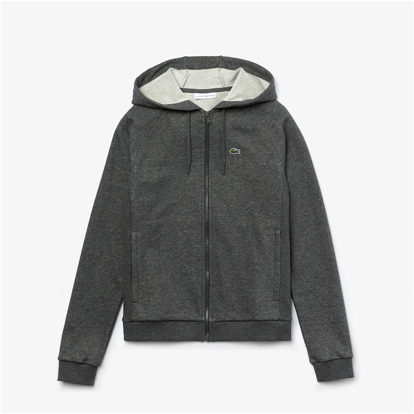 Women's Lacoste Grey Sweatshirts SPORT Hooded Fleece Zip Tennis LA4-99849B2