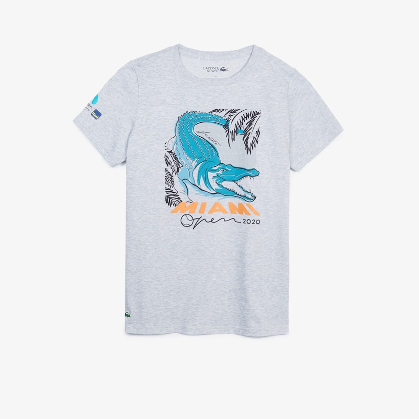 Women's Lacoste Grey T Shirts SPORT Miami Open Crocodile Print XZ2-54935C6