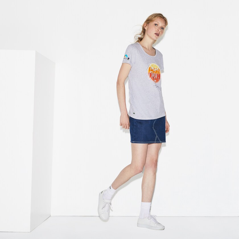 Women's Lacoste Grey T Shirts SPORT Miami Open Edition YR6-81068G0