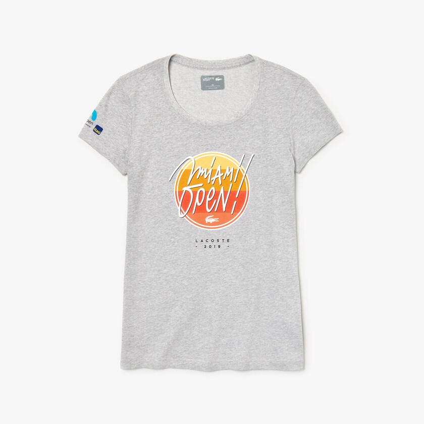 Women's Lacoste Grey T Shirts SPORT Miami Open Edition YR6-81068G0