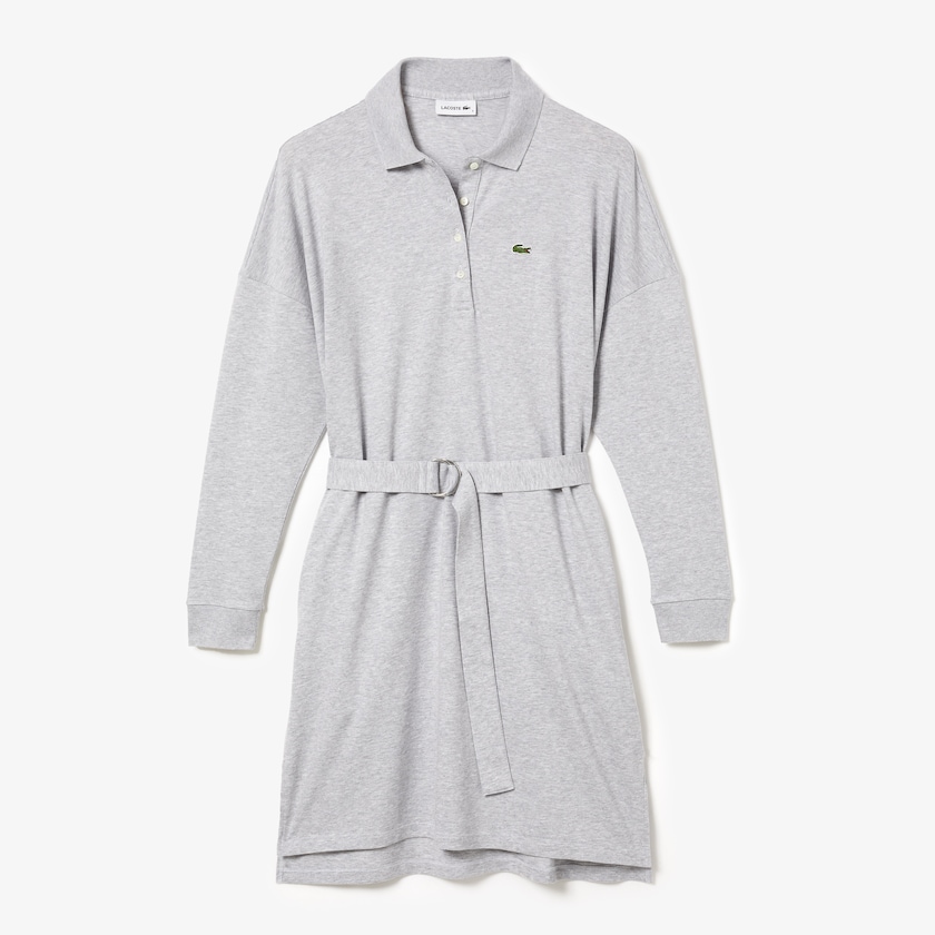 Women's Lacoste Grey Polo Dress Straight Flowy Piqué YZ0-33083W7