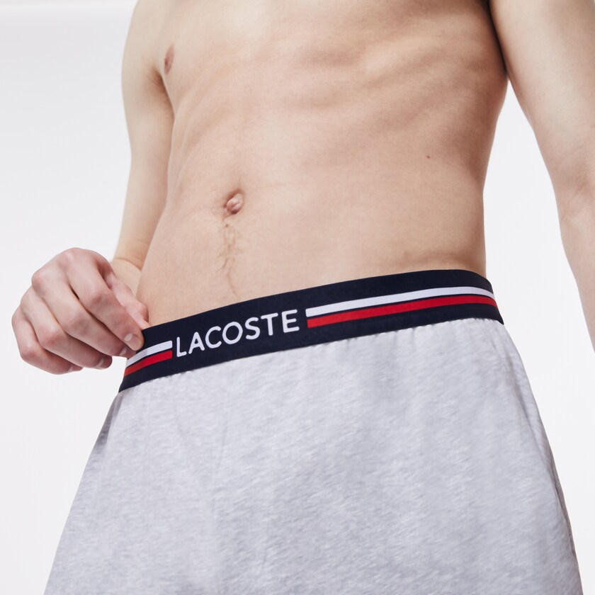 Men's Lacoste Grey Briefs Striped-Waist Long Boxer NA6-12141Y3