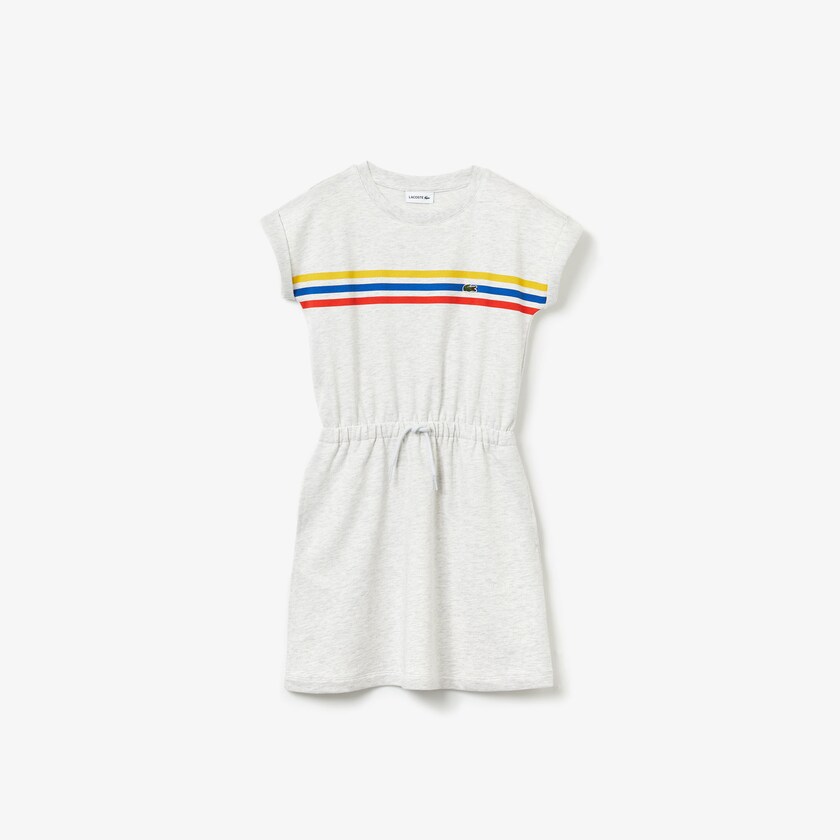Kids' Lacoste Grey Dress Tricolor Stripe Drop Shoulder XS3-61786O1