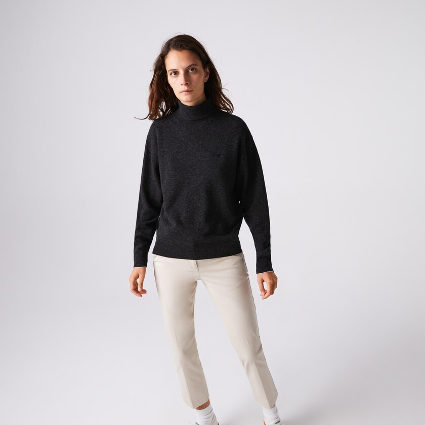 Women's Lacoste Grey Sweaters Turtleneck Wool KE2-33883R3