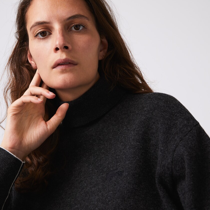 Women's Lacoste Grey Sweaters Turtleneck Wool KE2-33883R3