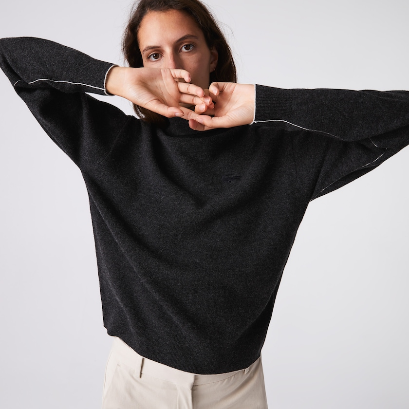 Women's Lacoste Grey Sweaters Turtleneck Wool KE2-33883R3