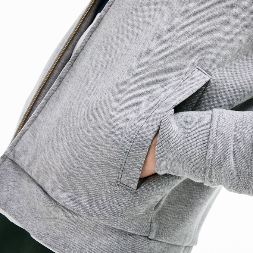 Men's Lacoste Grey Sweatshirts Zip Fleece FK7-50145G6