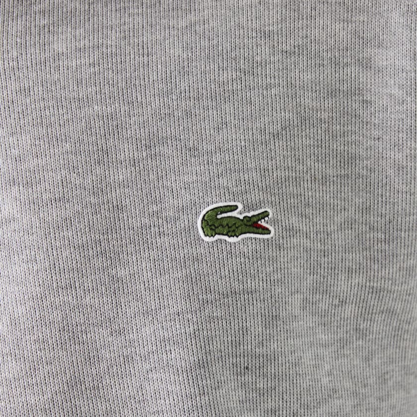 Men's Lacoste Grey Sweatshirts Zippered Stand-Up Collar Cotton GJ3-34143Q1