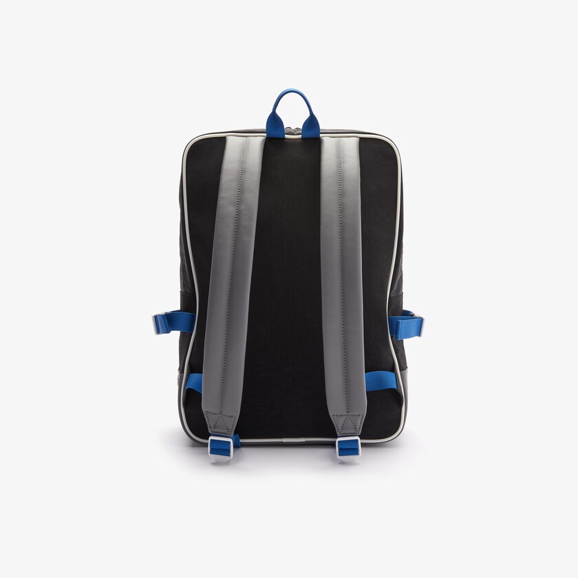Men's Lacoste Grey / Blue Backpacks LCST Colorblocked Coated Canvas Square IM9-08110I9