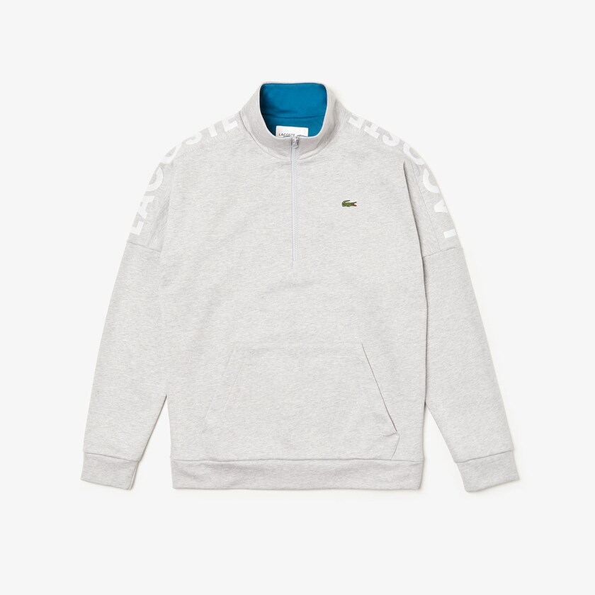 Men's Lacoste Grey / Blue Sweatshirts SPORT Zip Standup Neck Cotton TH4-05860Z8