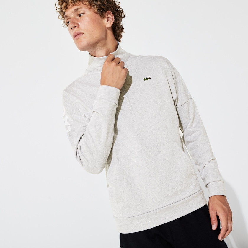 Men's Lacoste Grey / Blue Sweatshirts SPORT Zip Standup Neck Cotton TH4-05860Z8