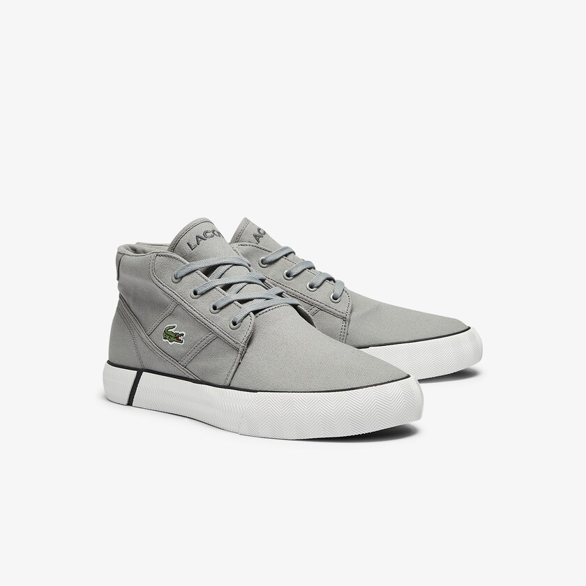 Men's Lacoste Grey / Dark Grey Chukkas Shoes Gripshot Canvas and Leather ZF4-00350G2