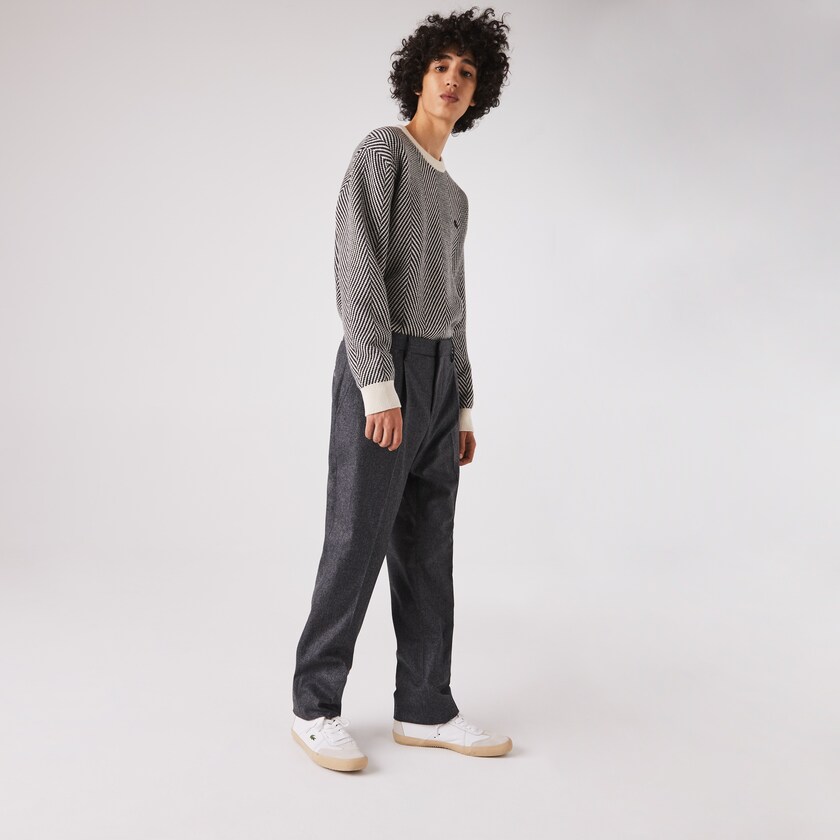 Men's Lacoste Grey / Grey Pants Virgin Wool And Cashmere Blend Pleated Chino WZ0-75777J5
