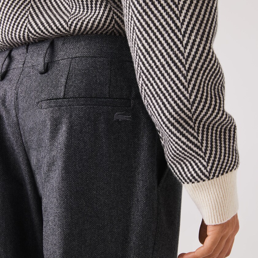 Men's Lacoste Grey / Grey Pants Virgin Wool And Cashmere Blend Pleated Chino WZ0-75777J5